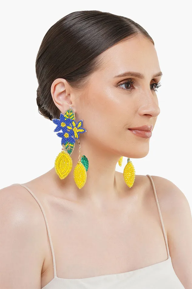 Women Jewelry America and Beyond Positano Lemon Beaded Long Earrings