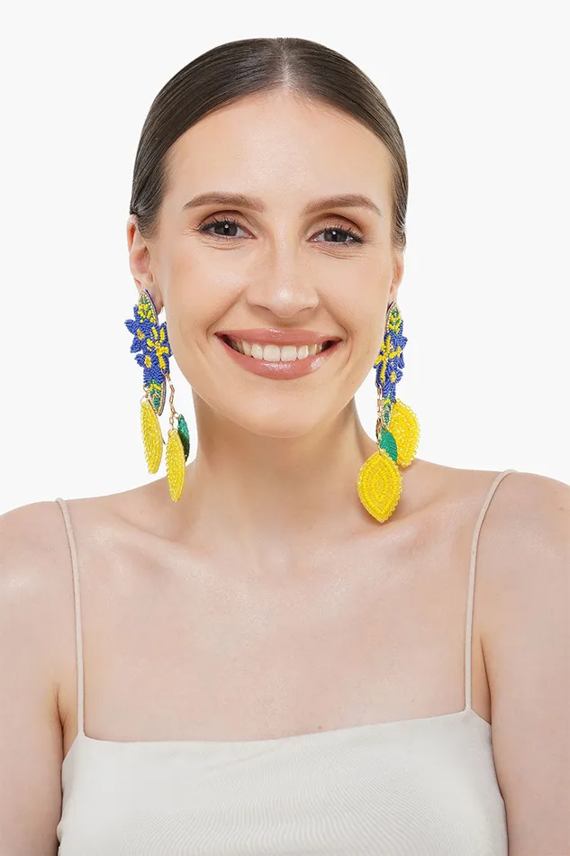 Women Jewelry America and Beyond Positano Lemon Beaded Long Earrings
