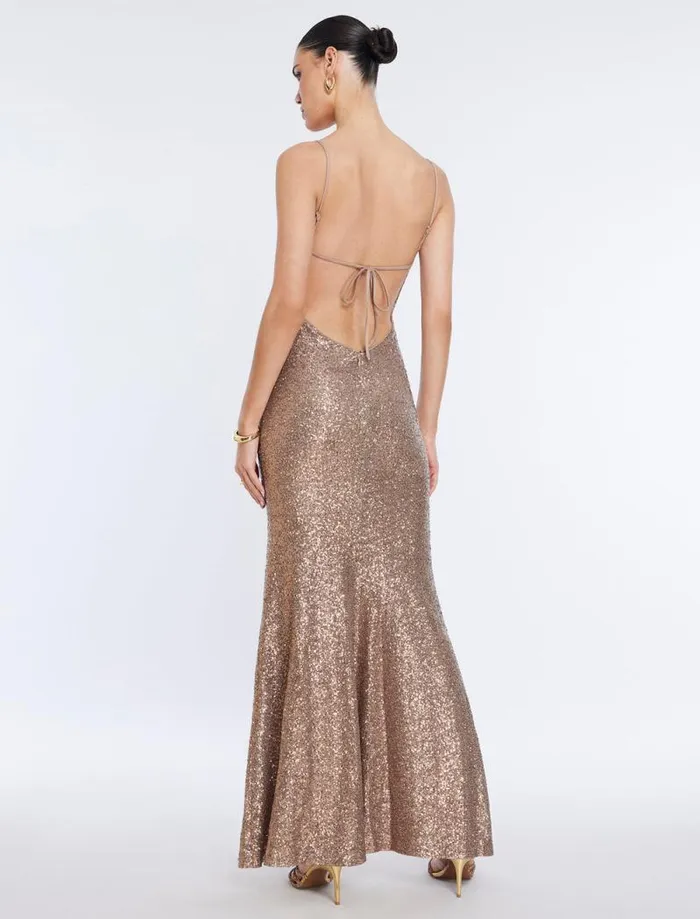 Women Jiona Sequined Evening Gown Copper BCBG Dresses Women Jiona Sequined Evening Gown Copper BCBG Dresses