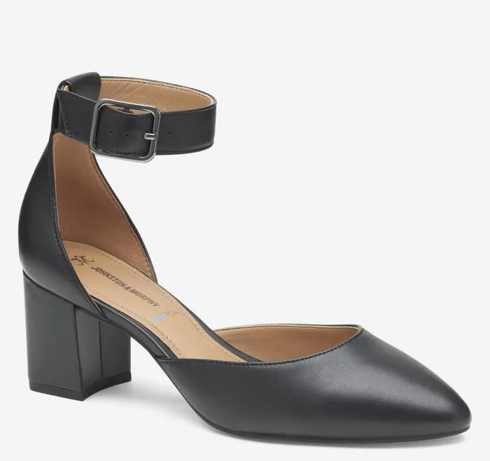 Women Johnston and Murphy Heels and Platform Wedges Vicki Ankle Strap Black Glove Leather Women Johnston and Murphy Heels and Platform Wedges Vicki Ankle Strap Black Glove Leather