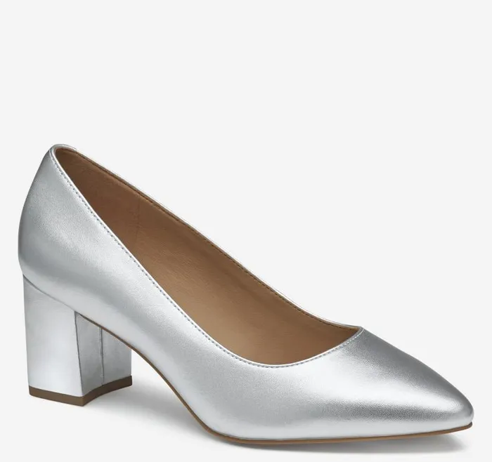 Women Johnston and Murphy Heels and Platform Wedges Vicki Pump Silver Metallic Sheepskin Women Johnston and Murphy Heels and Platform Wedges Vicki Pump Silver Metallic Sheepskin