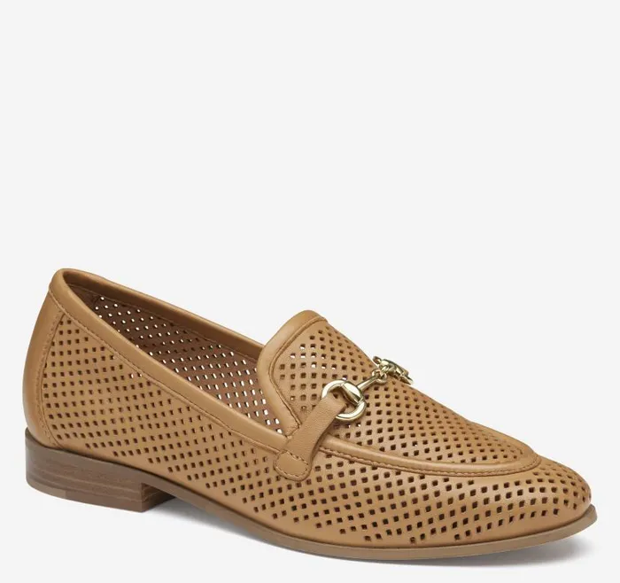 Women Johnston and Murphy Mules and Loafers Ali Perfed Bit Loafer Tan Glove Leather Women Johnston and Murphy Mules and Loafers Ali Perfed Bit Loafer Tan Glove Leather
