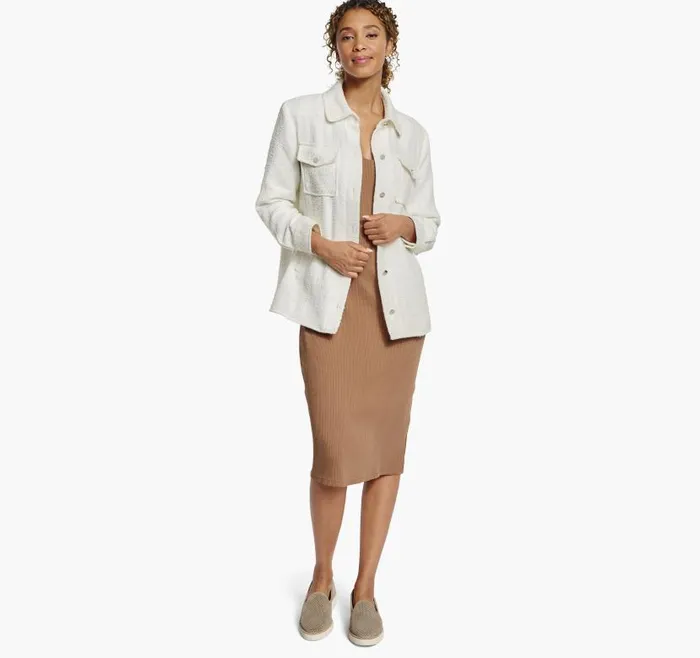 Women Johnston and Murphy Shirts Sweaters and Blazers Boucle Shirt Jacket White Women Johnston and Murphy Shirts Sweaters and Blazers Boucle Shirt Jacket White