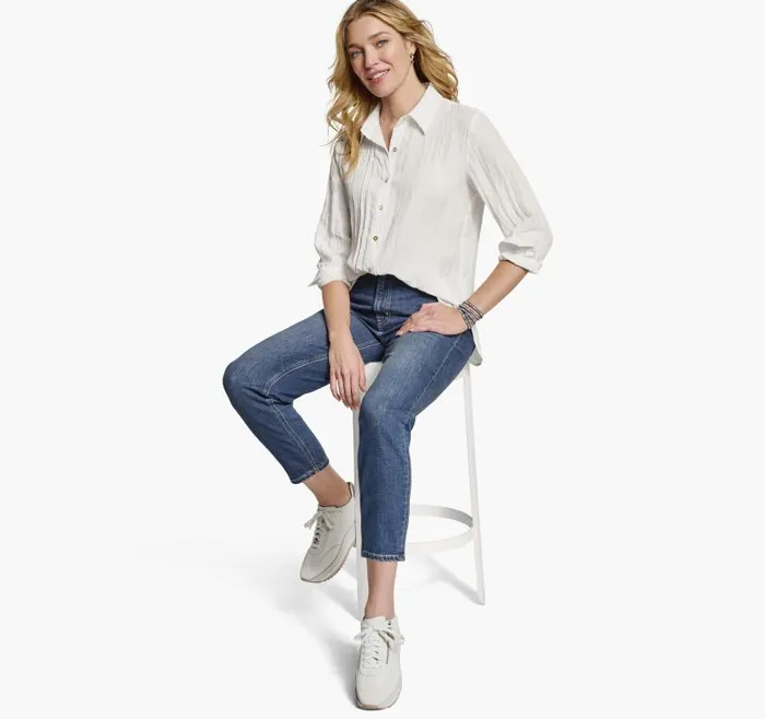 Women Johnston and Murphy Shirts Sweaters and Blazers Crinkle ButtonFront Shirt White Women Johnston and Murphy Shirts Sweaters and Blazers Crinkle ButtonFront Shirt White