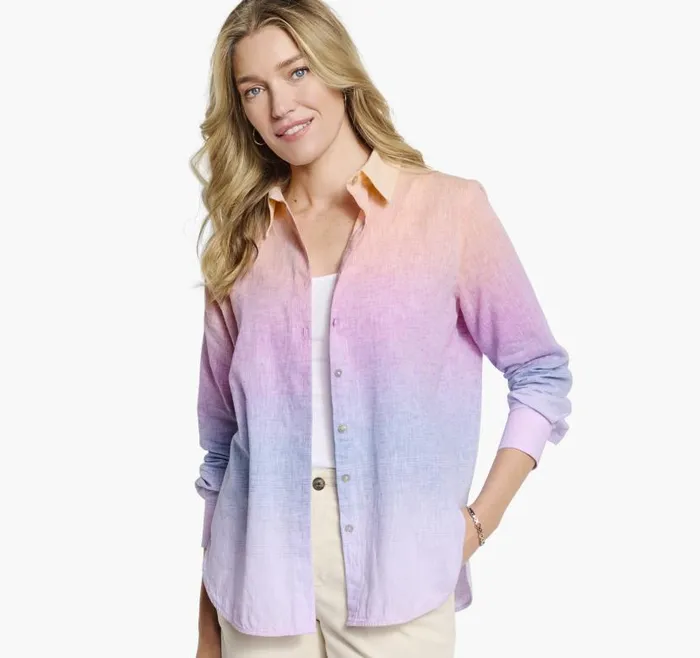 Women Johnston and Murphy Shirts Sweaters and Blazers Ombre ButtonFront Shirt Rainbow Women Johnston and Murphy Shirts Sweaters and Blazers Ombre ButtonFront Shirt Rainbow