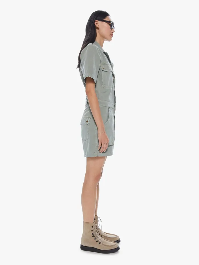 Women Jumpsuits Mother Denim The SS Curbside Utility Romper Dark Green