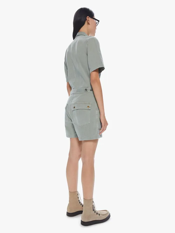 Women Jumpsuits Mother Denim The SS Curbside Utility Romper Dark Green