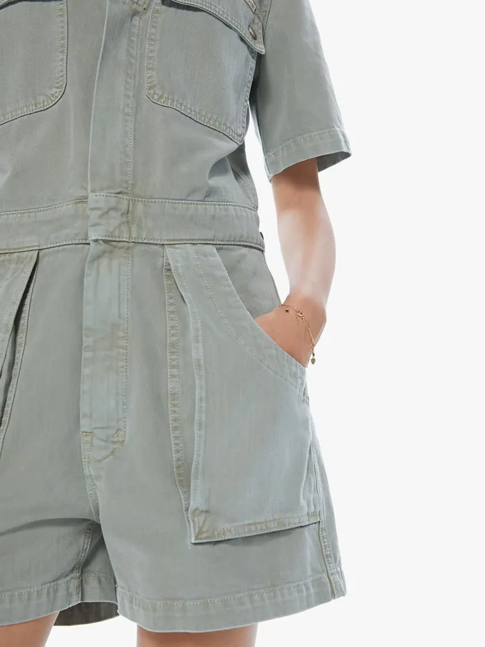 Women Jumpsuits Mother Denim The SS Curbside Utility Romper Dark Green