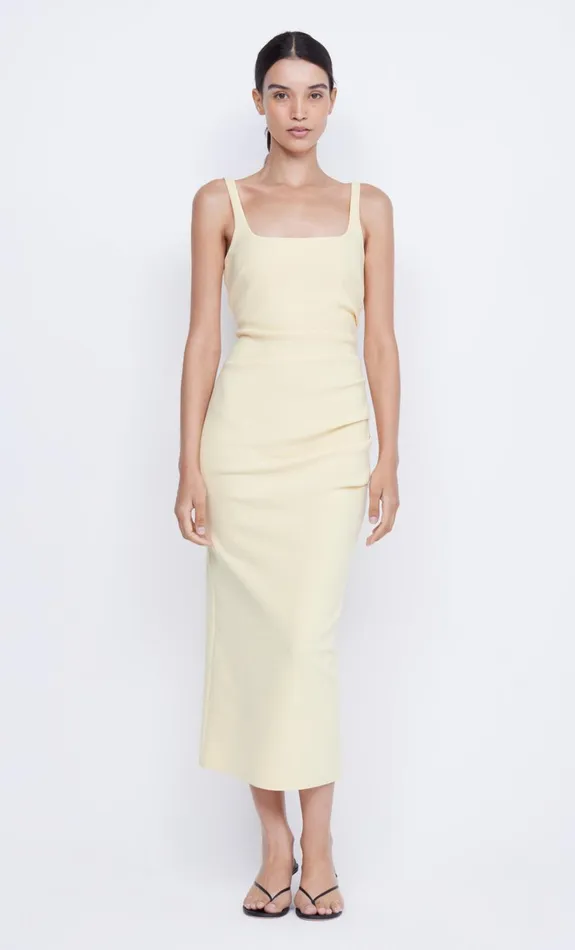 Women KARINA TUCK MIDI DRESS 8211 BUTTER YELLOW Bec Bridge Wedding Guest