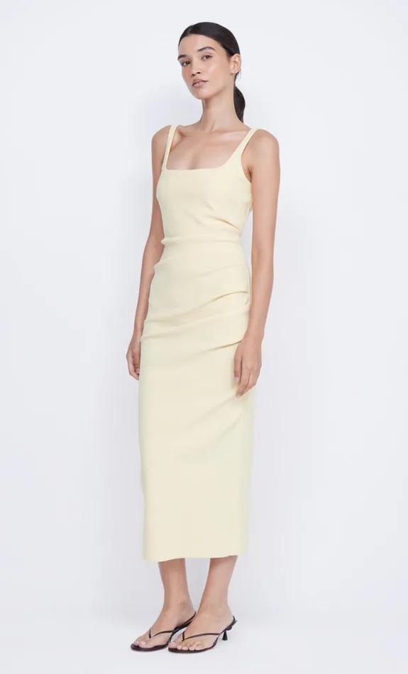 Women KARINA TUCK MIDI DRESS 8211 BUTTER YELLOW Bec Bridge Wedding Guest