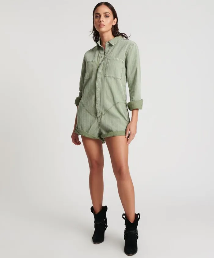 Women KHAKI LOGO JACQUARD PROPHECY JUMPSUIT One Teaspoon Denim Jumpsuits