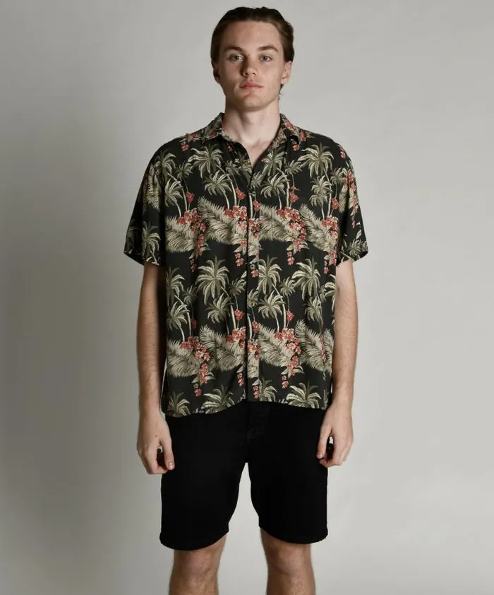 Women KHAKI PALM HAWAIIAN SHIRT One Teaspoon Shirts Women KHAKI PALM HAWAIIAN SHIRT One Teaspoon Shirts