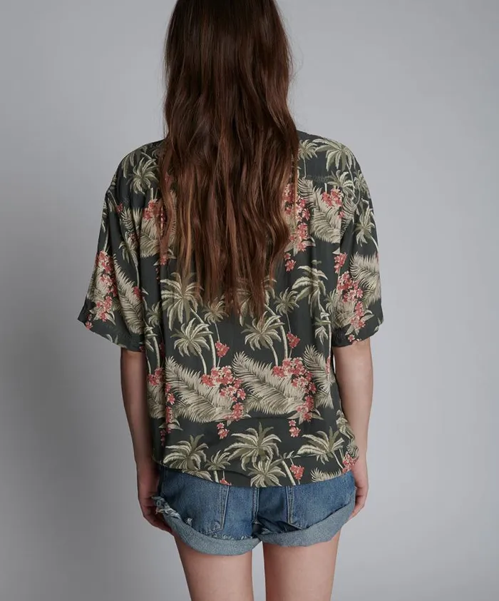Women KHAKI PALM HAWAIIAN SHIRT One Teaspoon Shirts Women KHAKI PALM HAWAIIAN SHIRT One Teaspoon Shirts