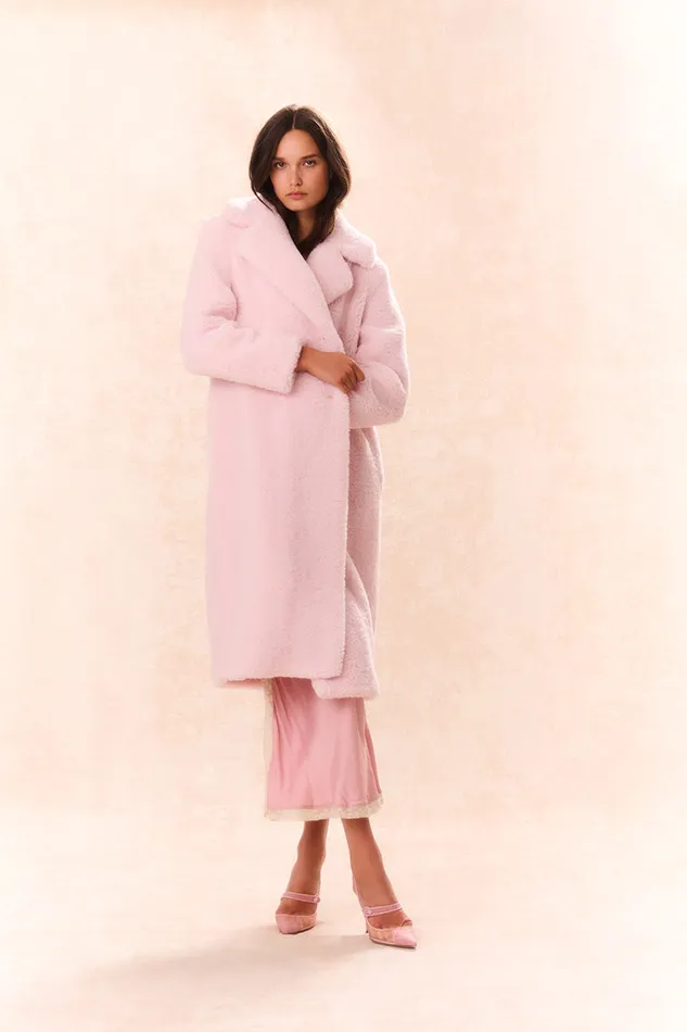 WomenKids LoveShackFancy Jackets and Coats Baileene Faux Shearling Coat Pale Pink