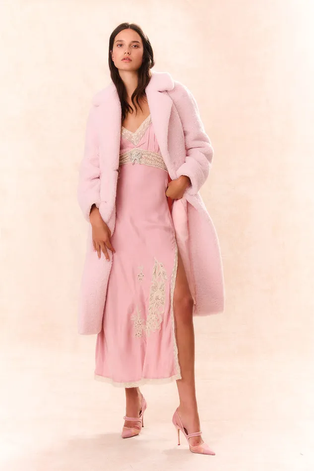 WomenKids LoveShackFancy Jackets and Coats Baileene Faux Shearling Coat Pale Pink