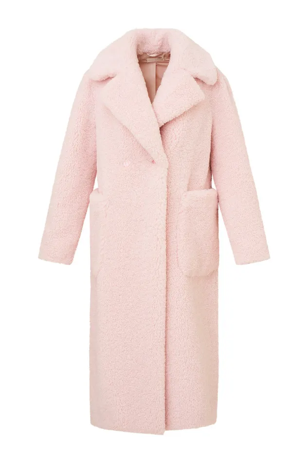 WomenKids LoveShackFancy Jackets and Coats Baileene Faux Shearling Coat Pale Pink