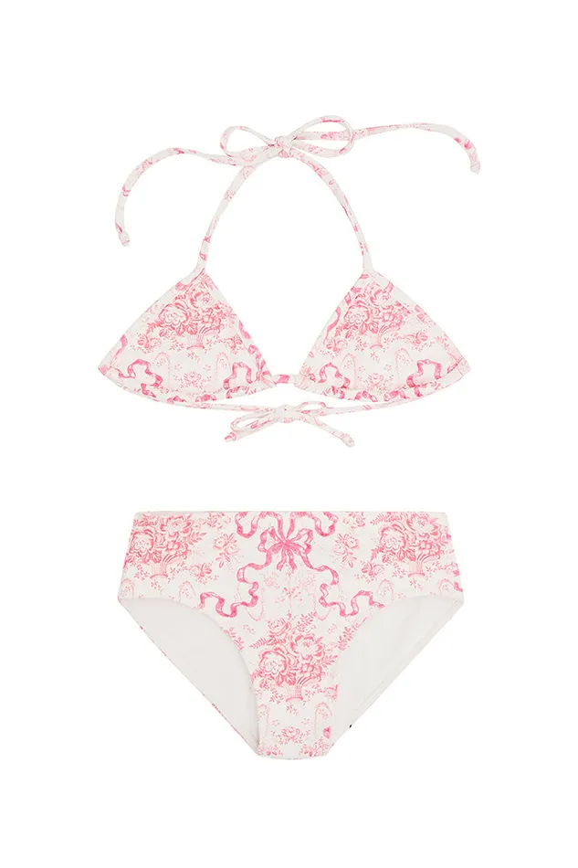 WomenKids LoveShackFancy Swim Girls Printed Finnie Bikini Swim Set Bubblegum Blast WomenKids LoveShackFancy Swim Girls Printed Finnie Bikini Swim Set Bubblegum Blast