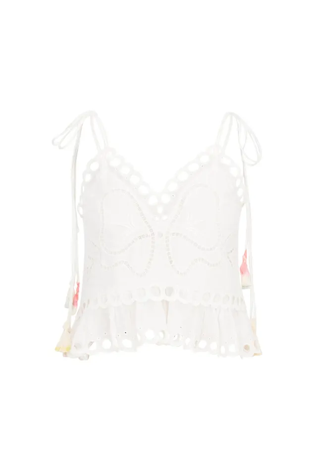 WomenKids LoveShackFancy Tops Biltmore Eyelet Cotton Top Soft White