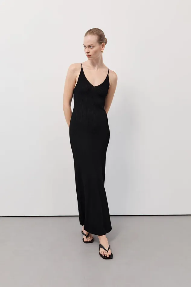 Women Knit Dresses DISSH TORI BLACK KNIT MIDI DRESS