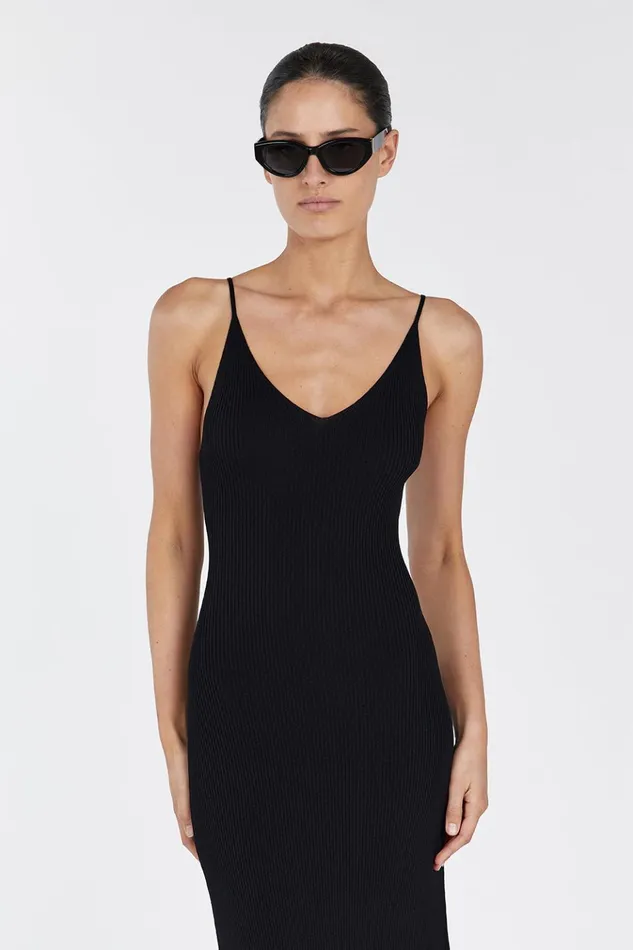 Women Knit Dresses DISSH TORI BLACK KNIT MIDI DRESS