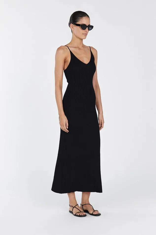 Women Knit Dresses DISSH TORI BLACK KNIT MIDI DRESS