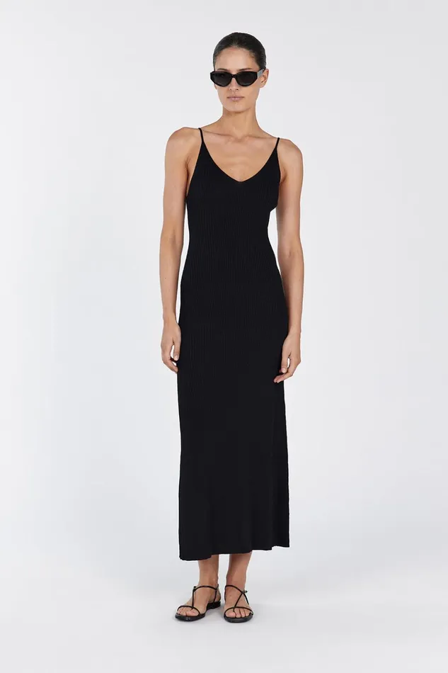 Women Knit Dresses DISSH TORI BLACK KNIT MIDI DRESS