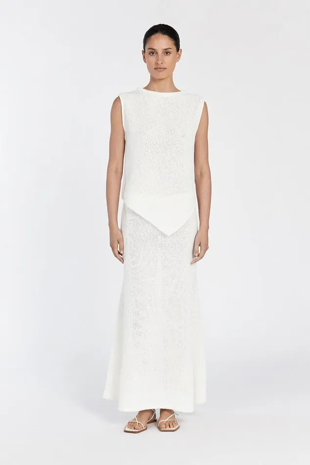 Women Knitted DISSH ALTHEA OFF WHITE ASYM KNIT TOP