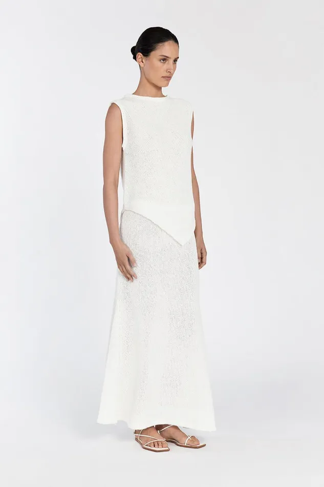 Women Knitted DISSH ALTHEA OFF WHITE ASYM KNIT TOP