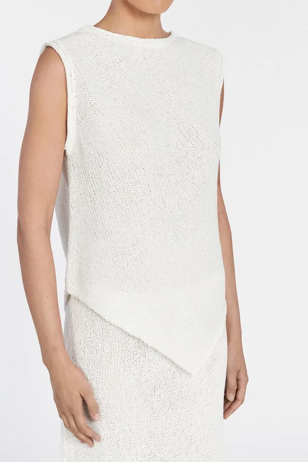 Women Knitted DISSH ALTHEA OFF WHITE ASYM KNIT TOP