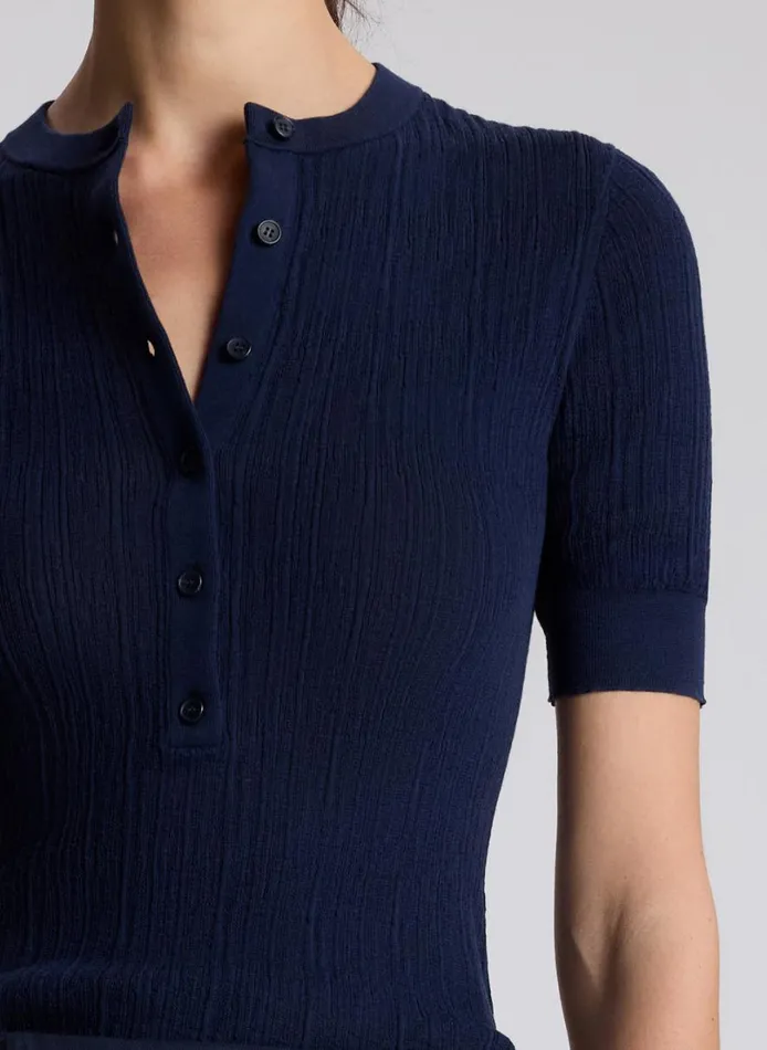 Women Knitwear ALC Fisher Fine Cotton Knit Top Navy