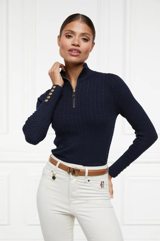 Women Knitwear Holland Cooper Ava Half Zip Knit Ink Navy