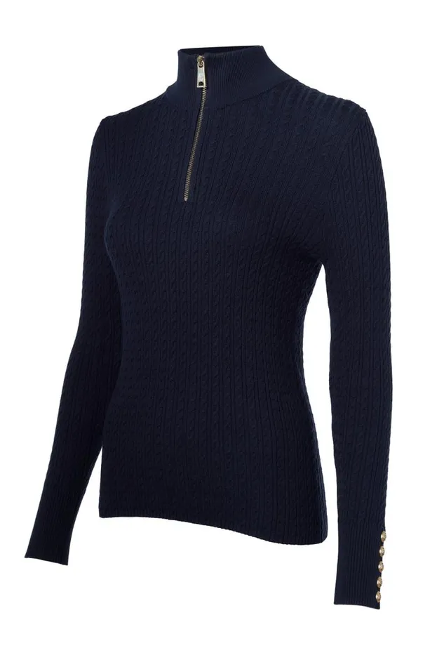 Women Knitwear Holland Cooper Ava Half Zip Knit Ink Navy Women Knitwear Holland Cooper Ava Half Zip Knit Ink Navy