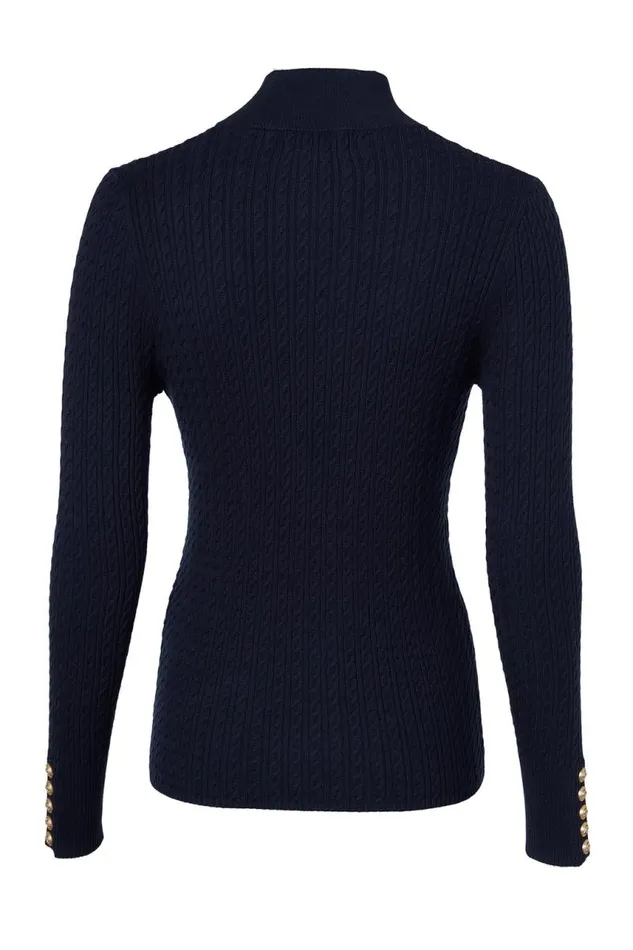 Women Knitwear Holland Cooper Ava Half Zip Knit Ink Navy Women Knitwear Holland Cooper Ava Half Zip Knit Ink Navy
