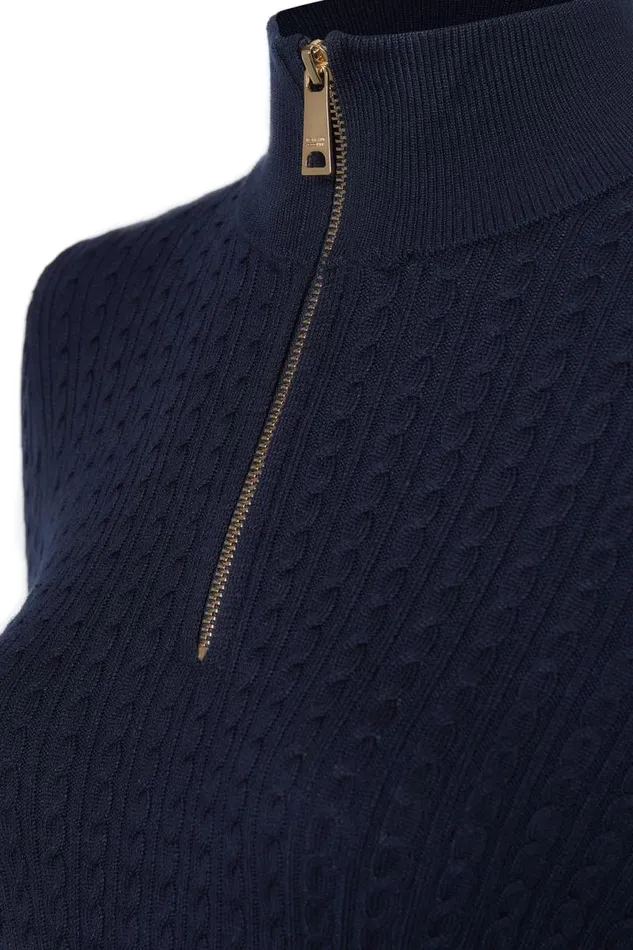 Women Knitwear Holland Cooper Ava Half Zip Knit Ink Navy Women Knitwear Holland Cooper Ava Half Zip Knit Ink Navy