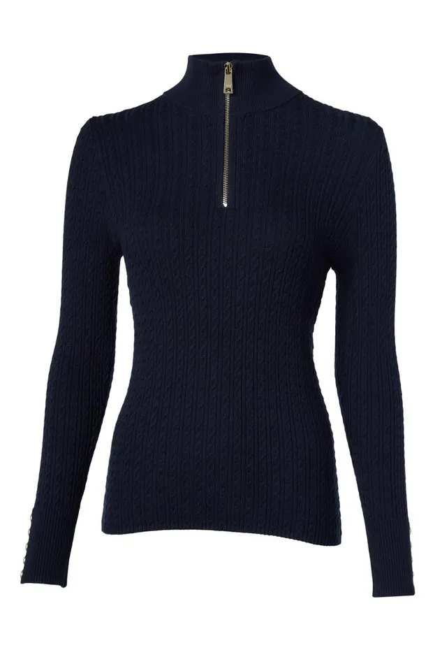 Women Knitwear Holland Cooper Ava Half Zip Knit Ink Navy Women Knitwear Holland Cooper Ava Half Zip Knit Ink Navy
