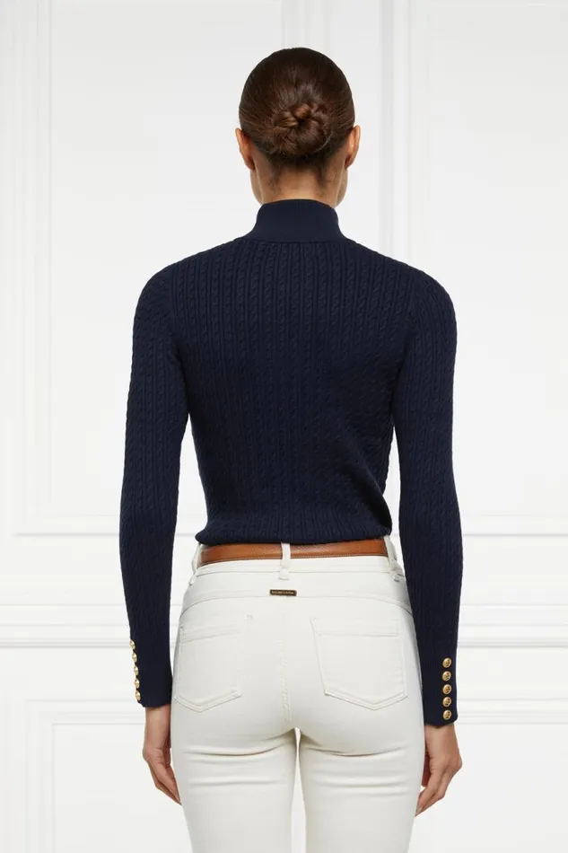 Women Knitwear Holland Cooper Ava Half Zip Knit Ink Navy Women Knitwear Holland Cooper Ava Half Zip Knit Ink Navy
