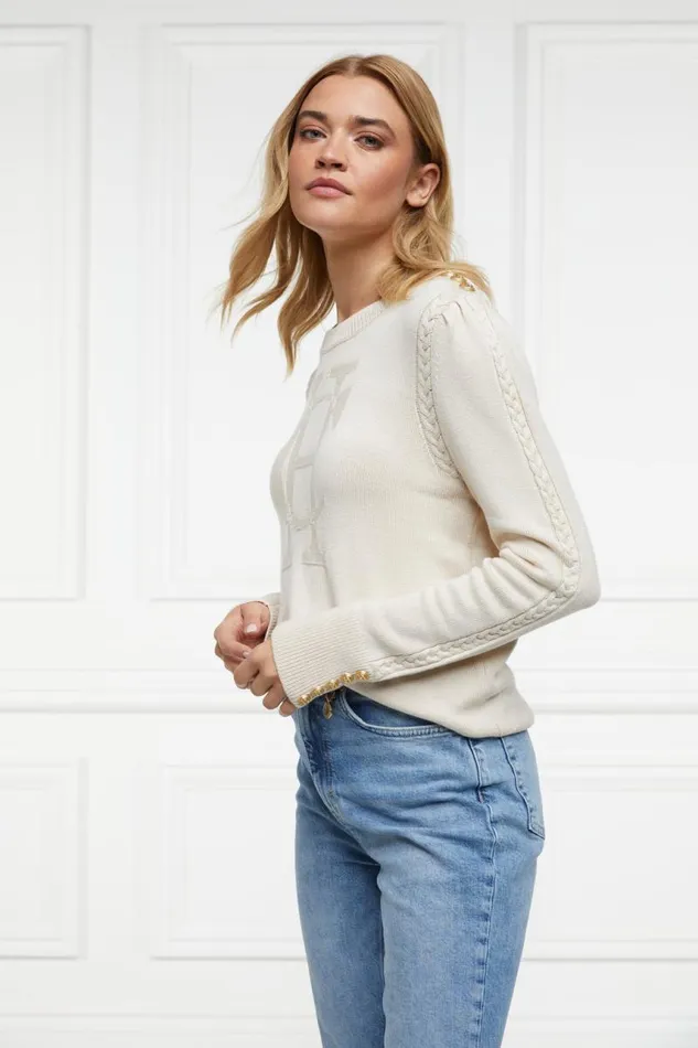 Women Knitwear Holland Cooper Bibury Crew Neck Knit Almond