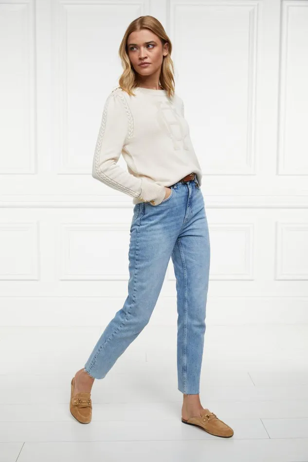 Women Knitwear Holland Cooper Bibury Crew Neck Knit Almond Women Knitwear Holland Cooper Bibury Crew Neck Knit Almond