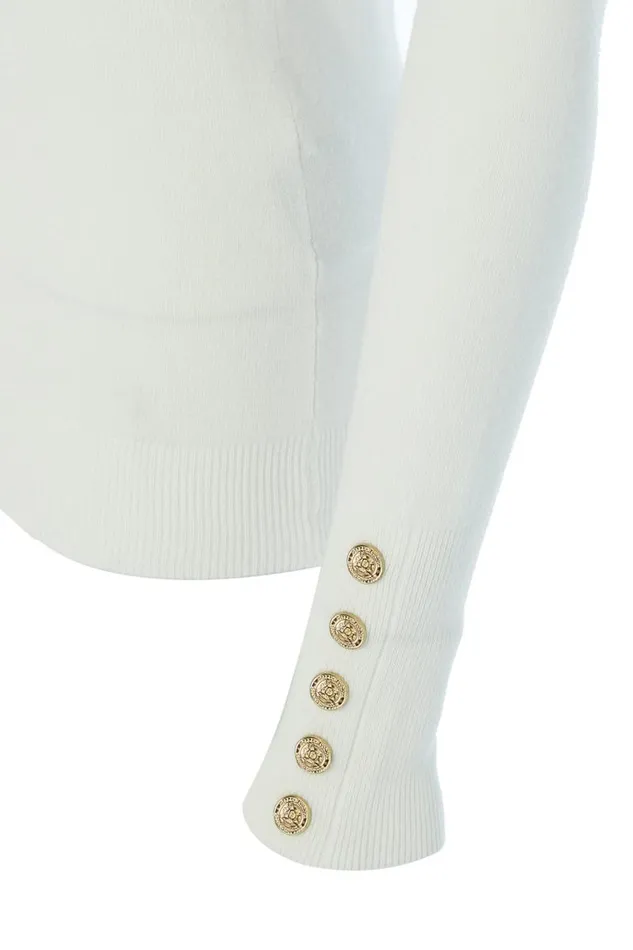 Women Knitwear Holland Cooper Buttoned Knit Roll Neck Cream Women Knitwear Holland Cooper Buttoned Knit Roll Neck Cream