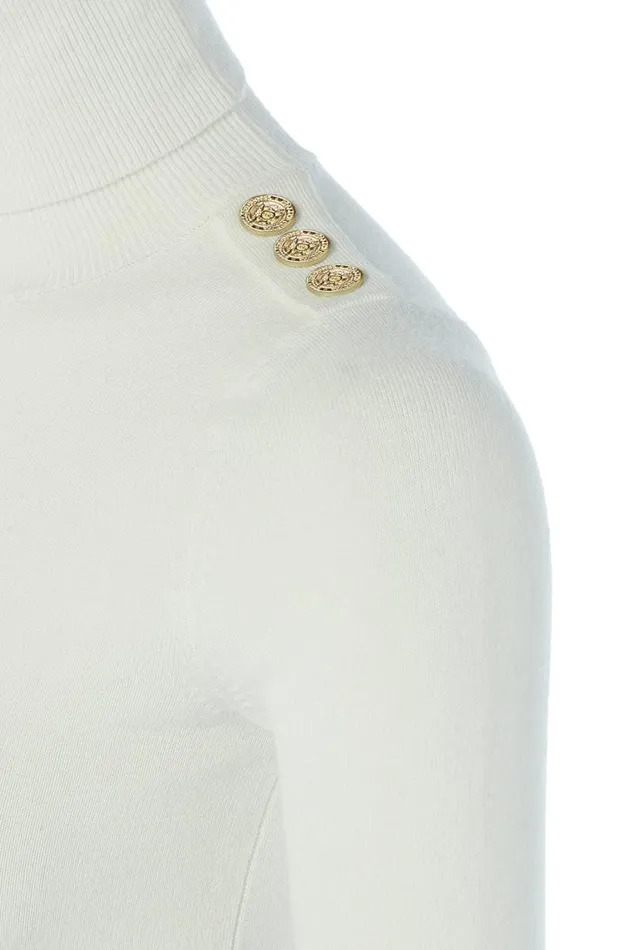 Women Knitwear Holland Cooper Buttoned Knit Roll Neck Cream Women Knitwear Holland Cooper Buttoned Knit Roll Neck Cream