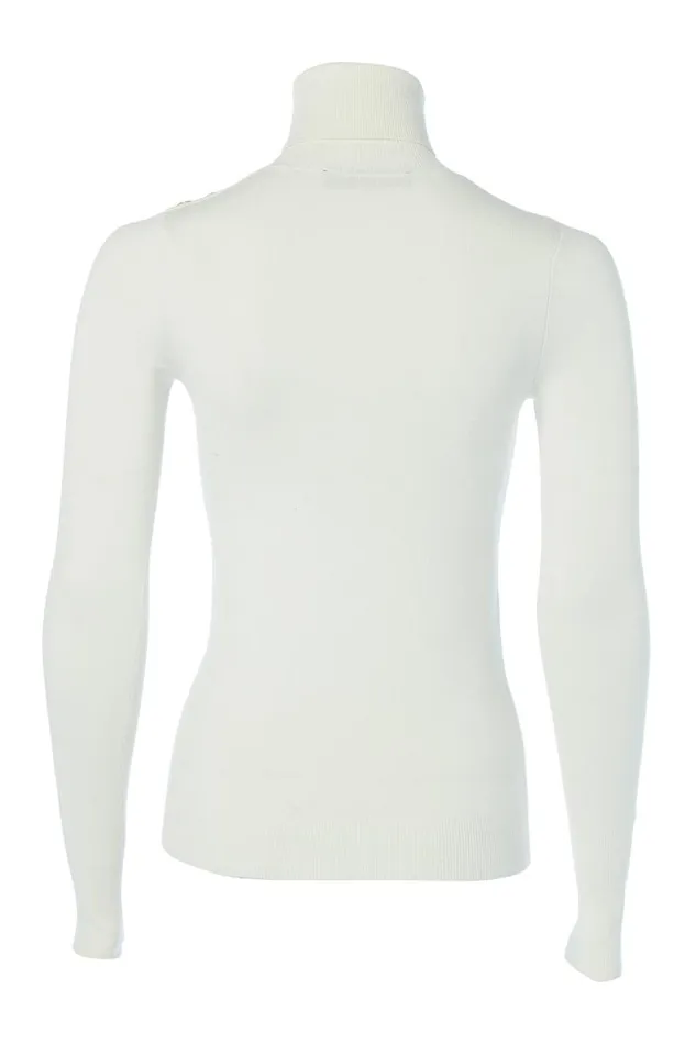 Women Knitwear Holland Cooper Buttoned Knit Roll Neck Cream Women Knitwear Holland Cooper Buttoned Knit Roll Neck Cream