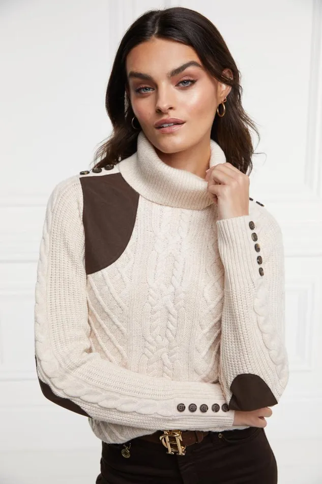 Women Knitwear Holland Cooper Country Roll Neck Knit Oatmeal Women Knitwear Holland Cooper Country Roll Neck Knit Oatmeal