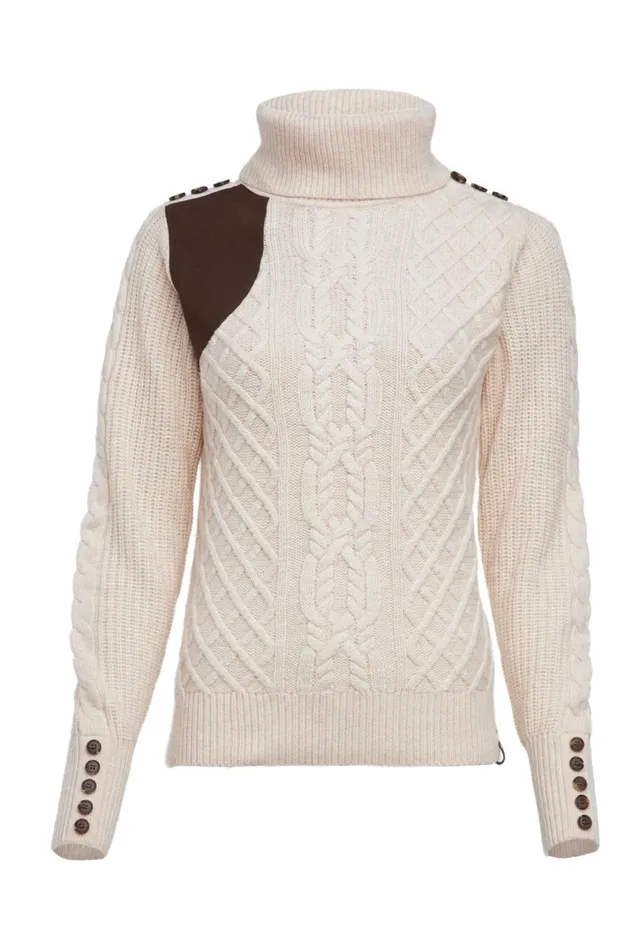Women Knitwear Holland Cooper Country Roll Neck Knit Oatmeal Women Knitwear Holland Cooper Country Roll Neck Knit Oatmeal