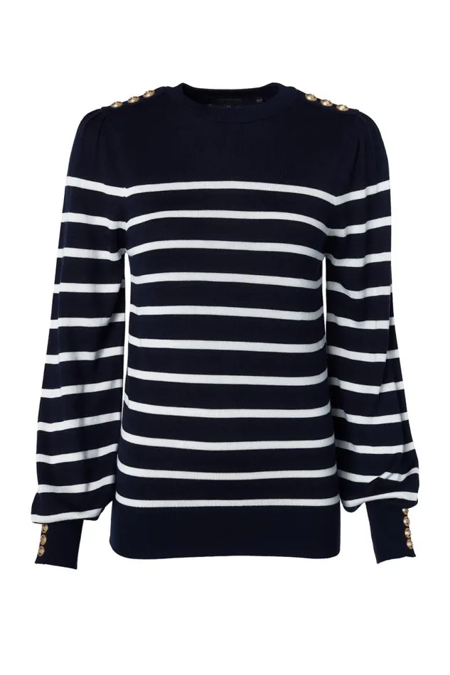 Women Knitwear Holland Cooper Kelsie Crew Neck Knit Ink Navy Stripe Women Knitwear Holland Cooper Kelsie Crew Neck Knit Ink Navy Stripe