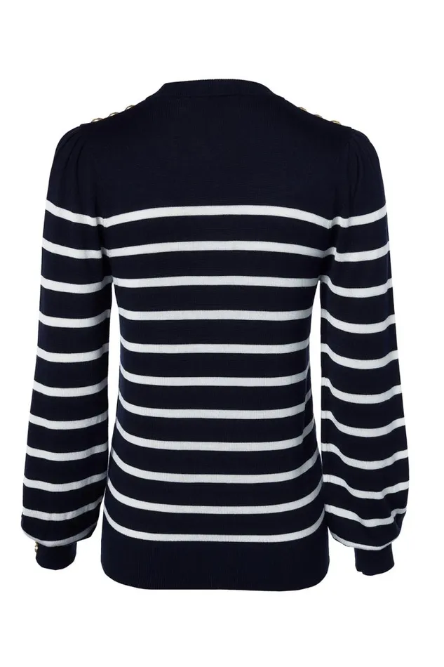 Women Knitwear Holland Cooper Kelsie Crew Neck Knit Ink Navy Stripe Women Knitwear Holland Cooper Kelsie Crew Neck Knit Ink Navy Stripe