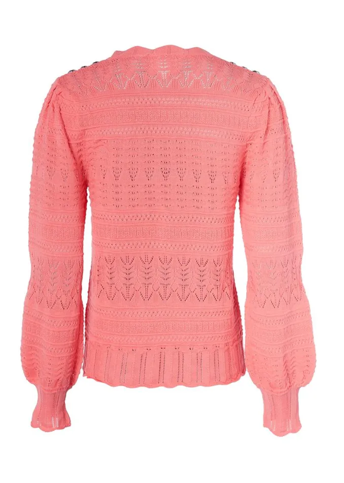 Women Knitwear Holland Cooper Kelsie Pointelle Knit Coral Women Knitwear Holland Cooper Kelsie Pointelle Knit Coral
