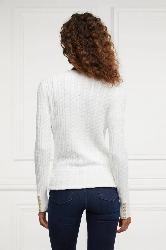 Women Knitwear Holland Cooper Seattle VNeck Knit Winter White Women Knitwear Holland Cooper Seattle VNeck Knit Winter White
