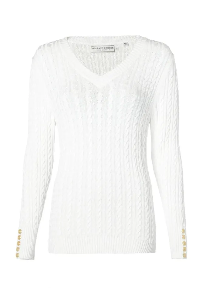Women Knitwear Holland Cooper Seattle VNeck Knit Winter White Women Knitwear Holland Cooper Seattle VNeck Knit Winter White