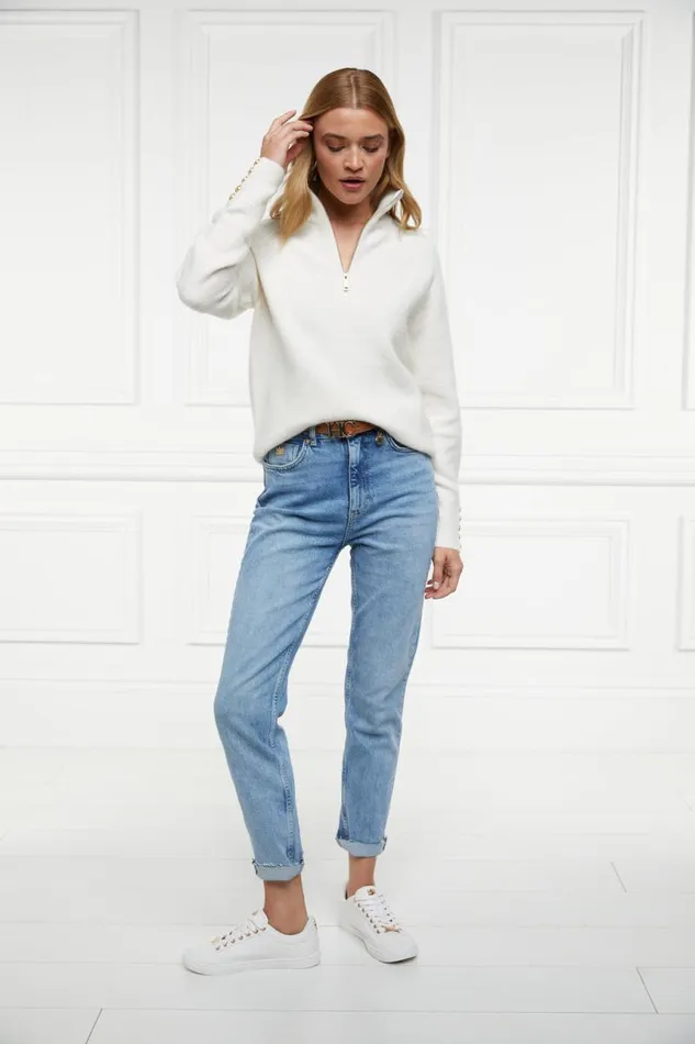 Women Knitwear Holland Cooper Tori Half Zip Knit Natural Women Knitwear Holland Cooper Tori Half Zip Knit Natural