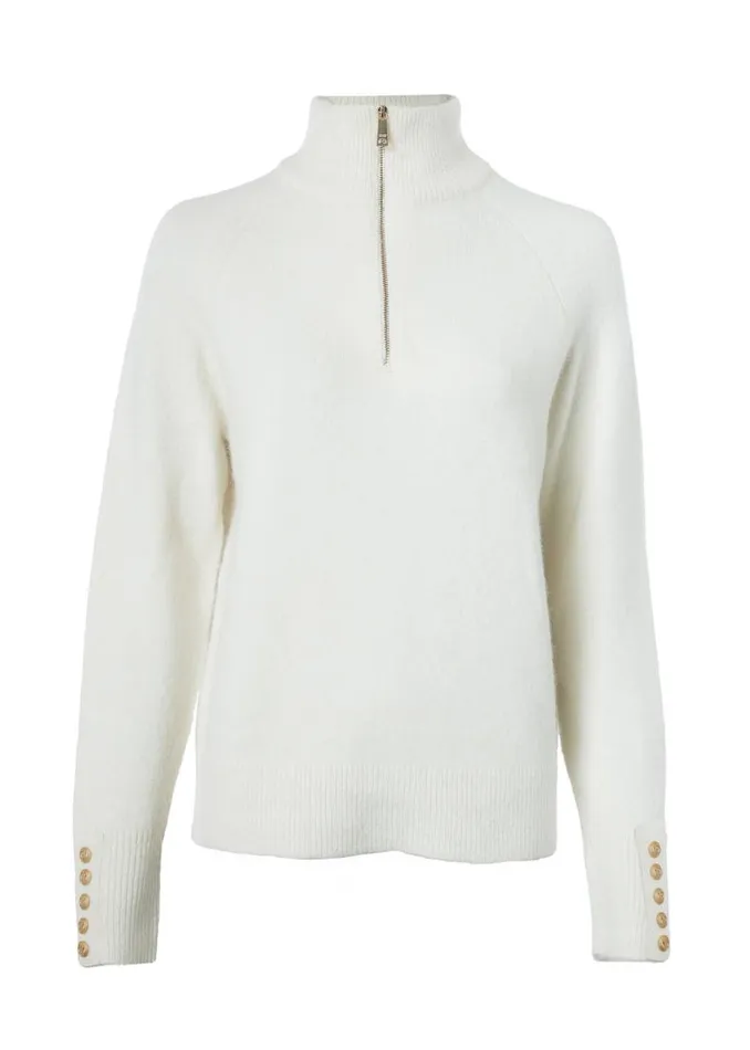Women Knitwear Holland Cooper Tori Half Zip Knit Natural Women Knitwear Holland Cooper Tori Half Zip Knit Natural